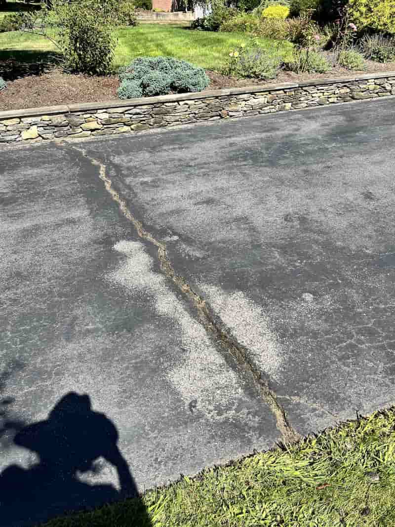 Before: Driveway crack filling - Pawtucket, RI