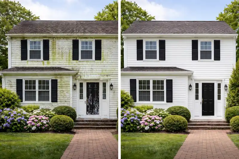 House exterior softwashing - Bristol, RI