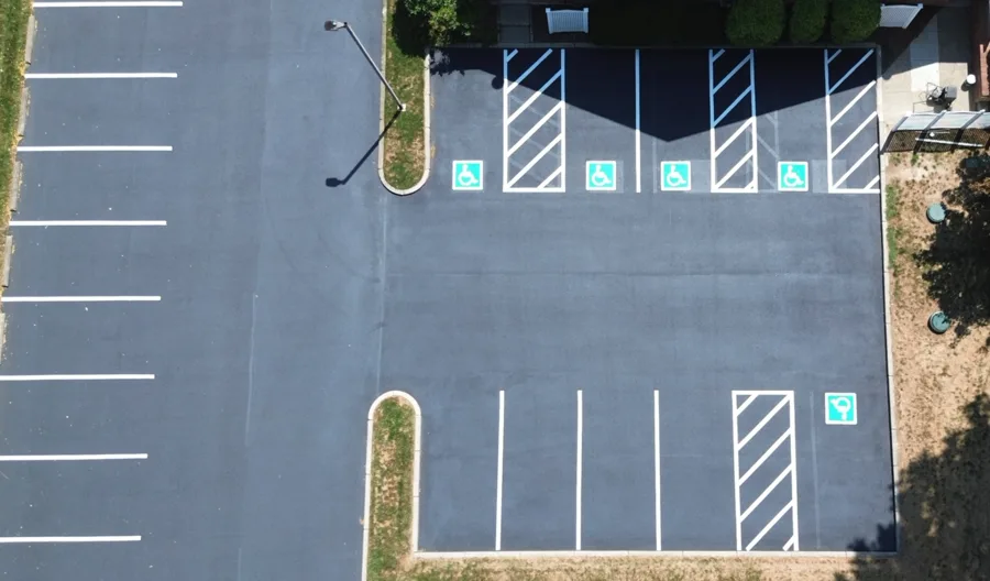 Parking lot with new line striping